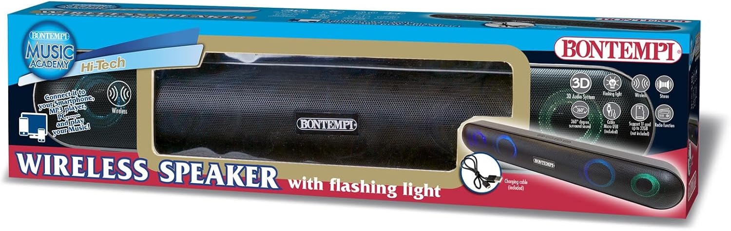 Bontempi Wireless Speaker with Light Effects, USB and Micro USB Socket