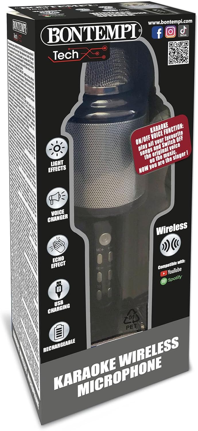 Bontempi 48 5010 Microfono Karaoke Wireless Con Altoparlante, Effetti Luminosi E Sonori