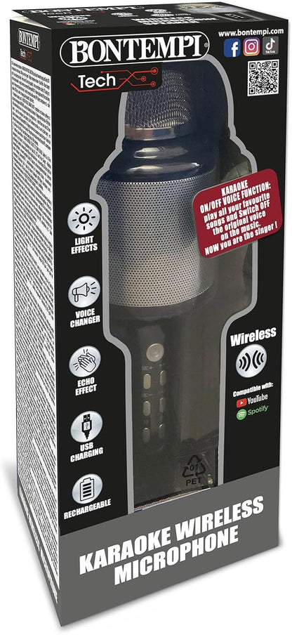 Bontempi 48 5010 Microfono Karaoke Wireless Con Altoparlante, Effetti Luminosi E Sonori