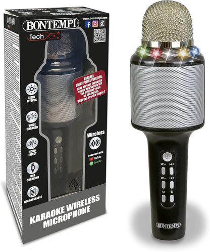 Bontempi 48 5010 Microfono Karaoke Wireless Con Altoparlante, Effetti Luminosi E Sonori