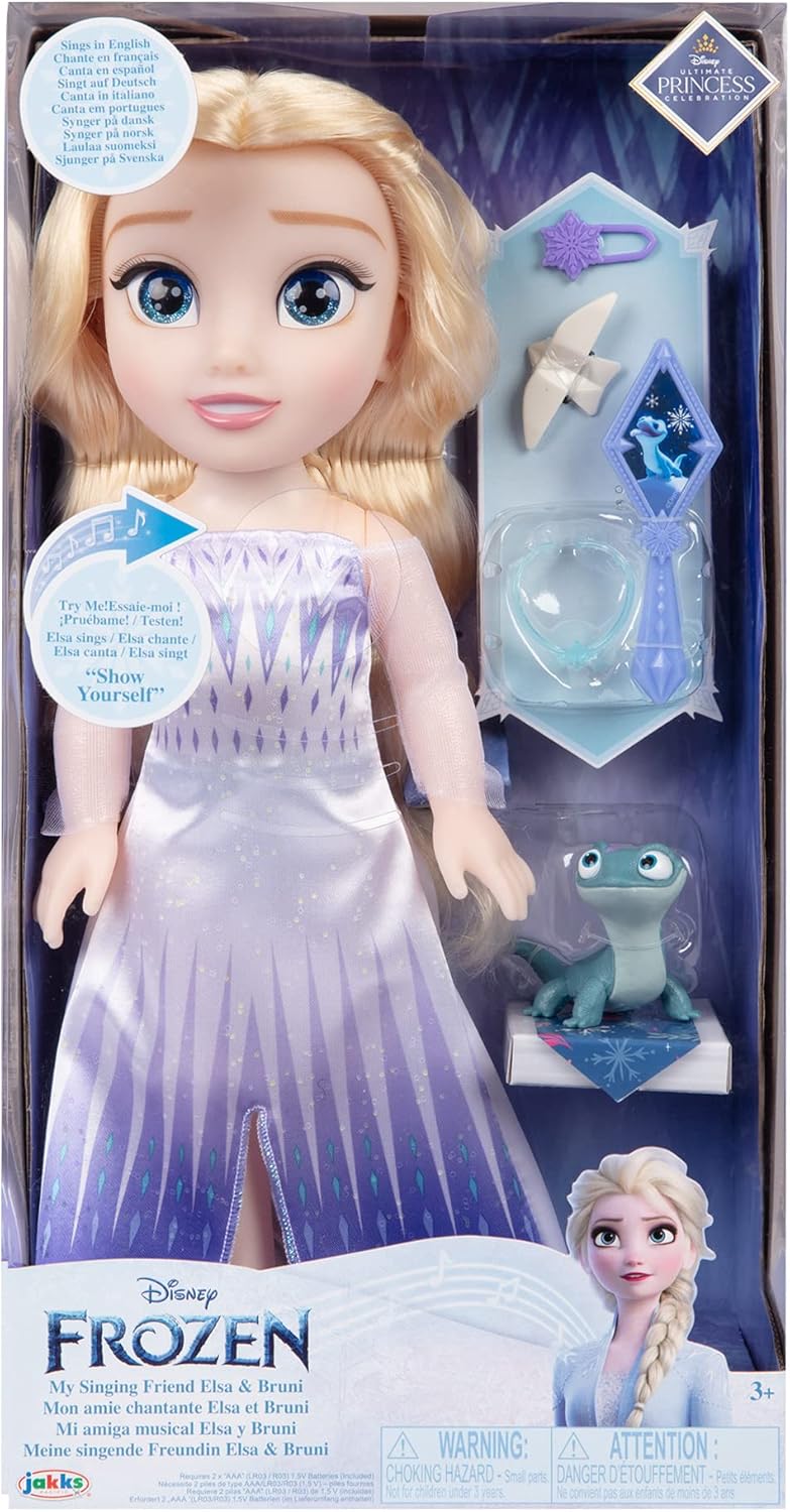 Die Eiskönigin Frozen Singing Elsa The Snow Queen Doll 35 cm, Sings Show Yourself, Includes Accessories for Extra Fun, Perfect for Girls from 3 Years, White and Blue