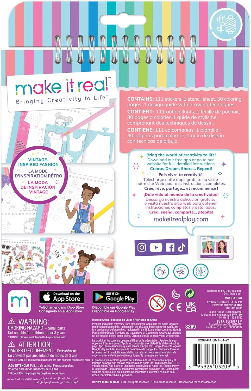 Make It Real Love and Daisy Inspired Fashion Design Sketchbook with Stencils and Stickers for Creativity - Kids Arts and Crafts Colouring Book - Girls Gifts