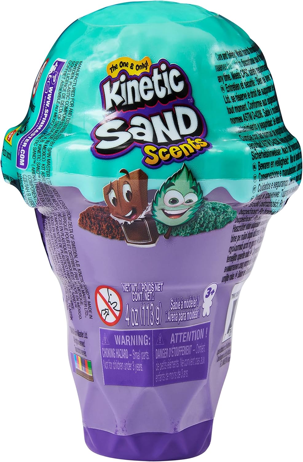 Kinetic Sand Scents, 113g Ice Cream Cone Container with 2 Colours of All-Natural Scented (Styles May Vary)