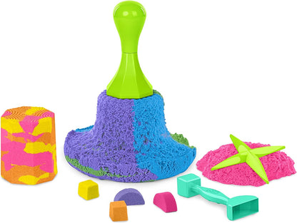 Kinetic Sand, Squish N’ Create with 382g of Blue, Yellow and Pink Play Sand, 5 Tools, Sensory Toys for Kids Aged 3 and Up