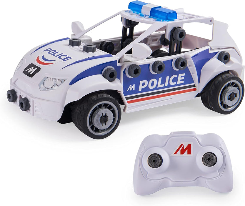 MECCANO Junior, RC Police Car with Working Boot and Real Tools, Toy Model Building Kit, STEM Toys for Kids Aged 5 and up