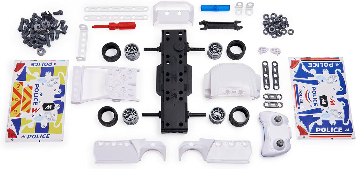 MECCANO Junior, RC Police Car with Working Boot and Real Tools, Toy Model Building Kit, STEM Toys for Kids Aged 5 and up