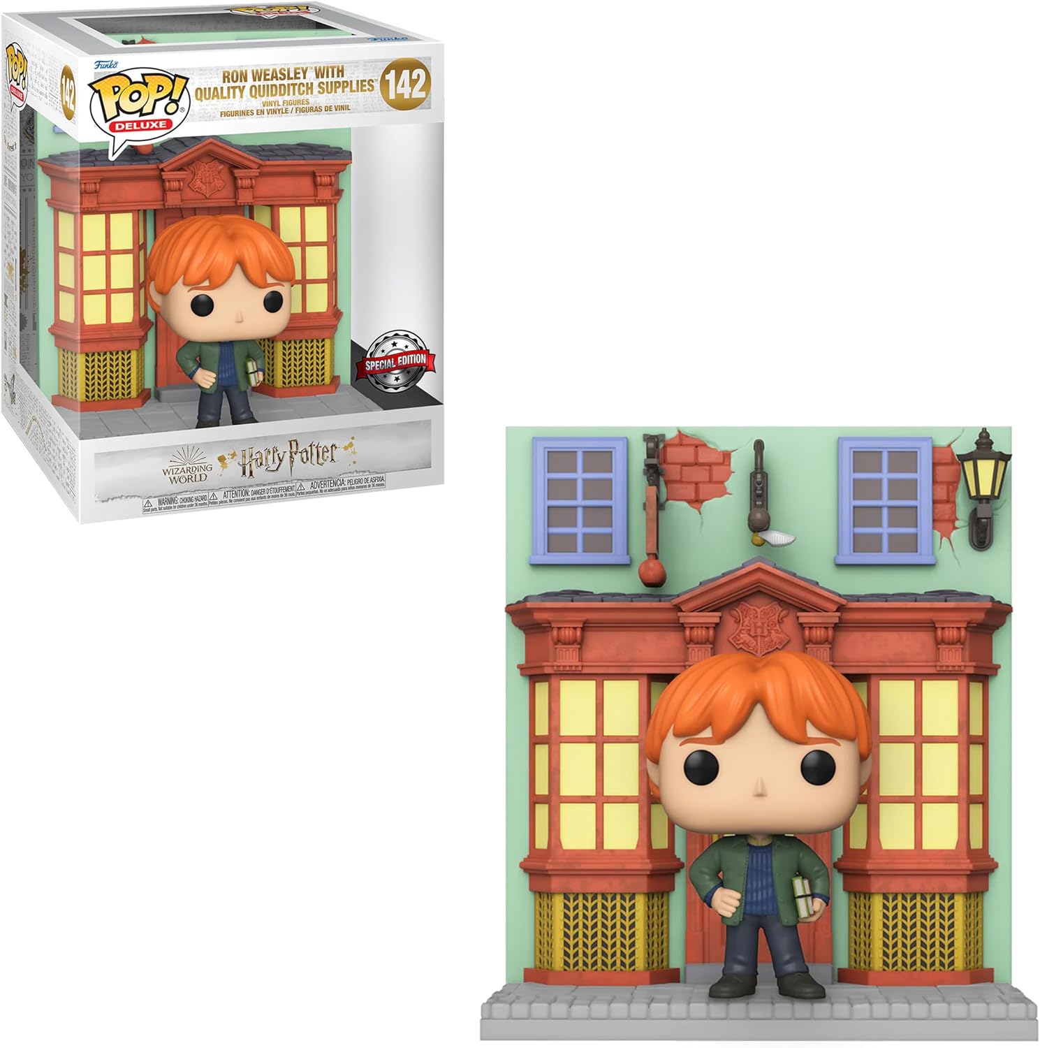 Funko Harry Potter Ron Weasley & Quality Quidditch Supplies (Pop! Deluxe) Pop! No. 142 Unisex Super Pop! Standard