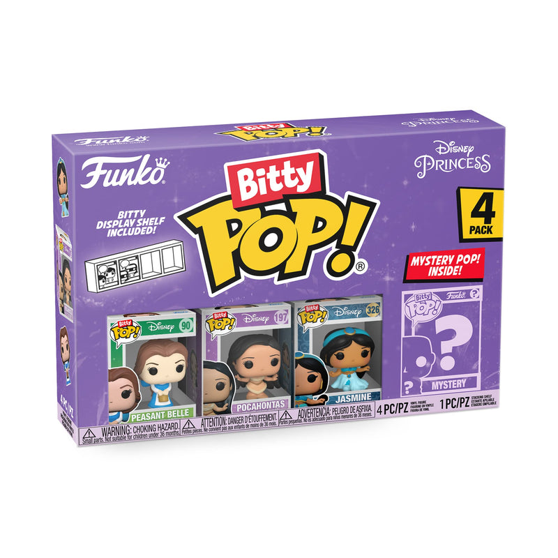 Funko Bitty POP! Disney Princess - Peasant Belle, Pocahontas, Jasmine and A Surprise Mystery Mini Figure - 0.9 Inch (2.2 Cm) Collectable - Stackable Display Shelf Included - Gift Idea - Cake Topper