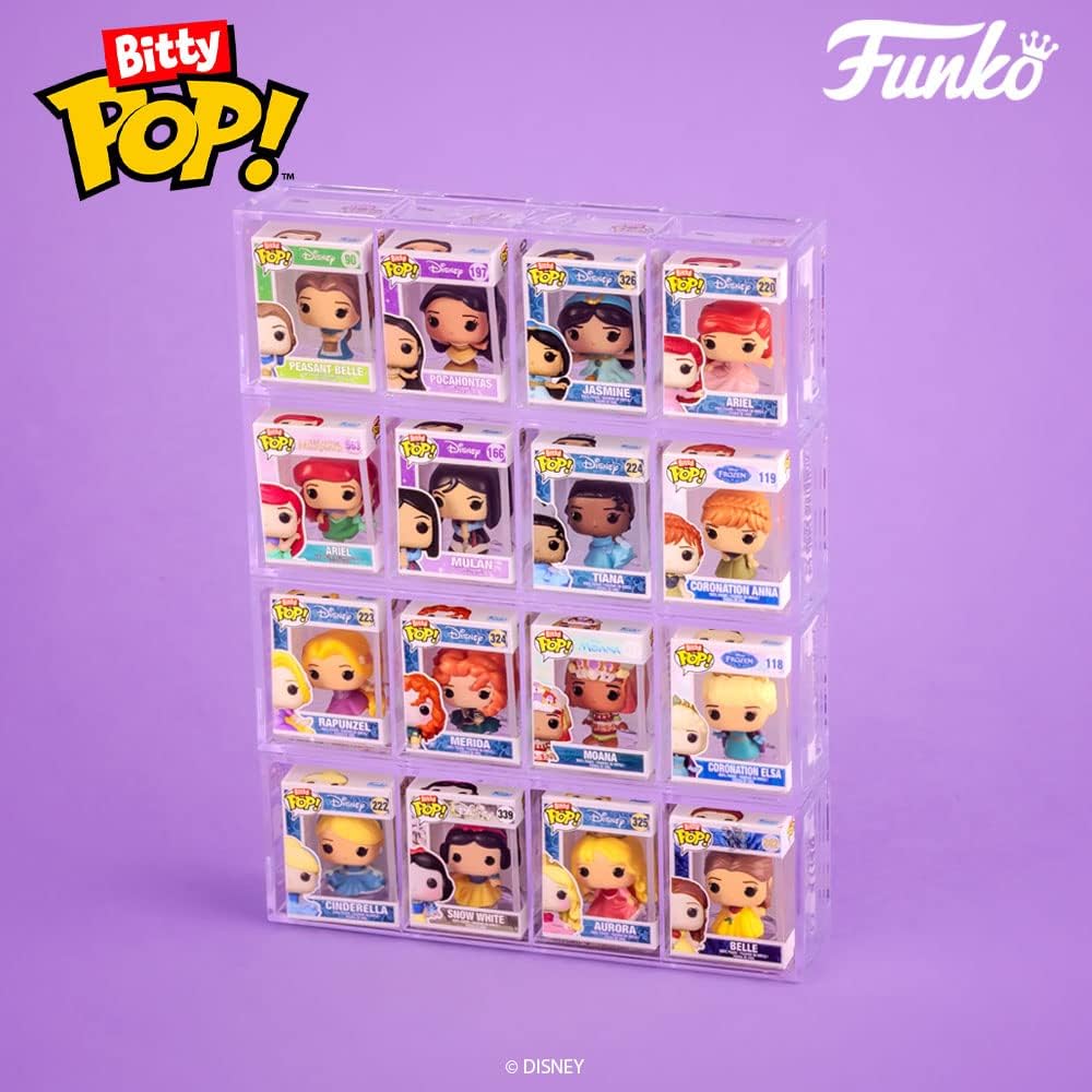 Funko Bitty POP! Disney Princess - Rapunzel, Merida, Moana and A Surprise Mystery Mini Figure - 0.9 Inch (2.2 Cm) Collectable - Stackable Display Shelf Included - Gift Idea - Party Bags Stocking
