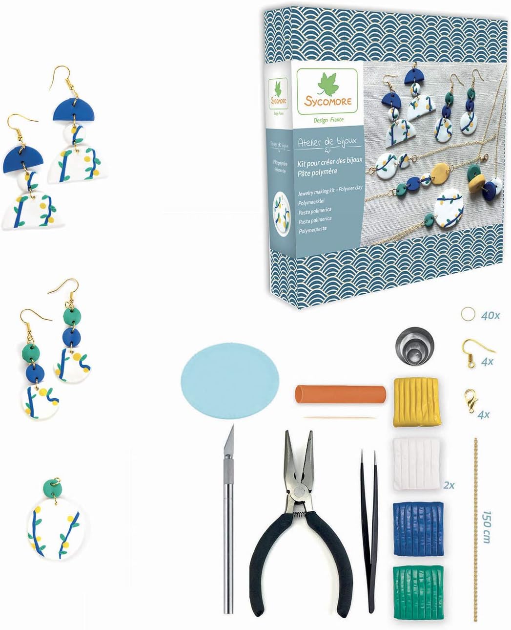 Sycomore Sycomore-ADB001 Atelier de Bijoux Kit para Crear Joyas, Pasta polimérica, Multicolor (ADB001