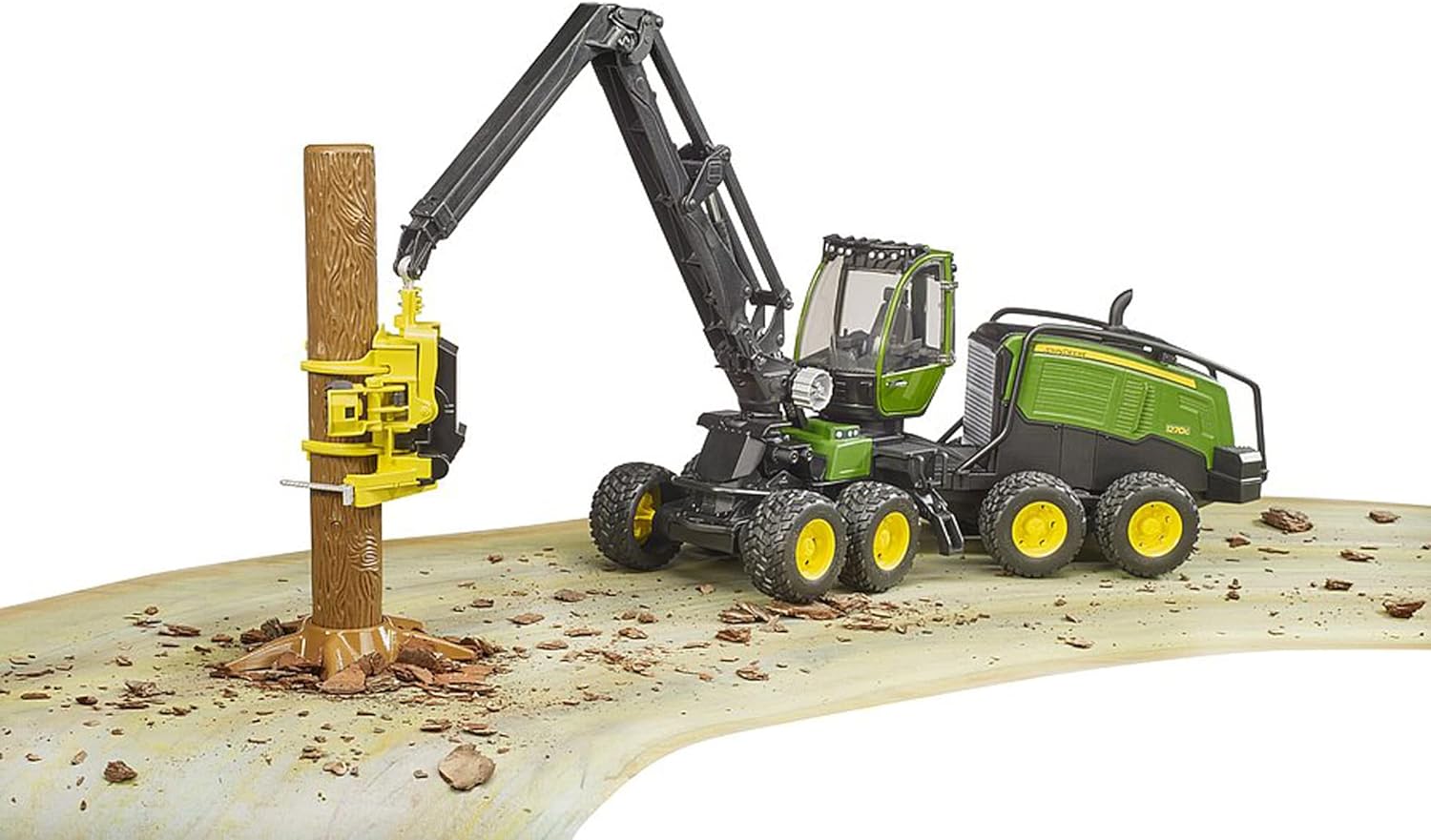 John Deere 1270G Forestry Harvester with Tree Trunk