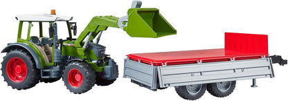 Bruder Fendt Vario 211 met voorlader en kiep trailer