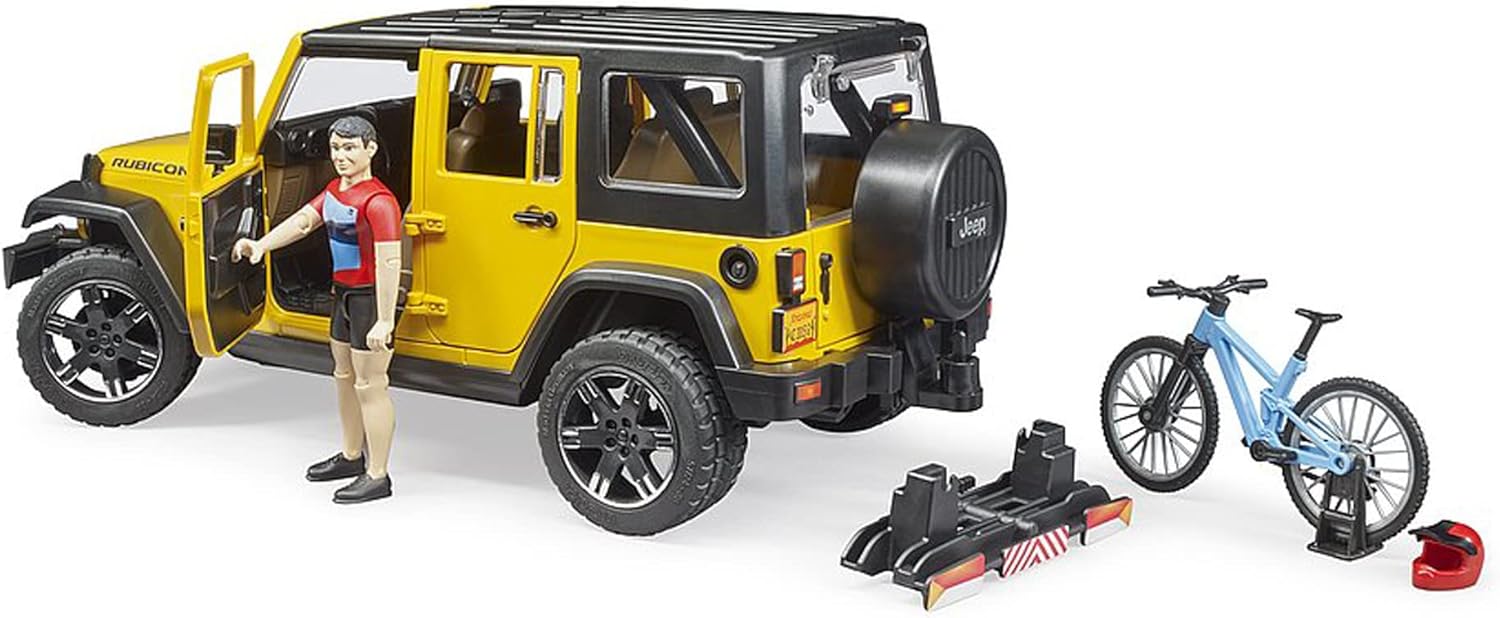Bruder 02543 Jeep Wrangler Rubicon w Mountain Bike and Figure