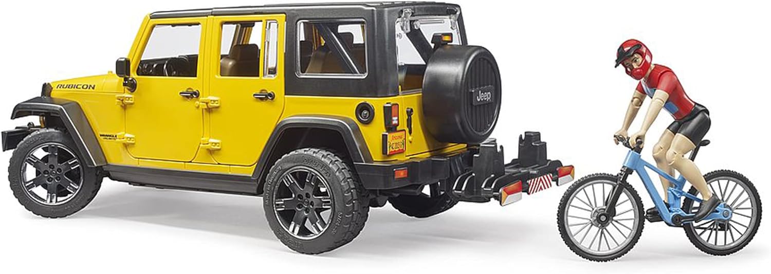 Bruder 02543 Jeep Wrangler Rubicon w Mountain Bike and Figure