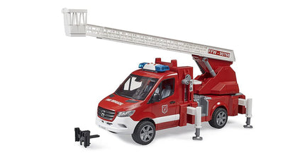 Bruder 02673 Mercedes-Benz Sprinter Fire Brigade with Rotary Ladder, Pump & Light & Sound Module – 1:16 Scale, Compatible Figures & Accessories, Ages 4+