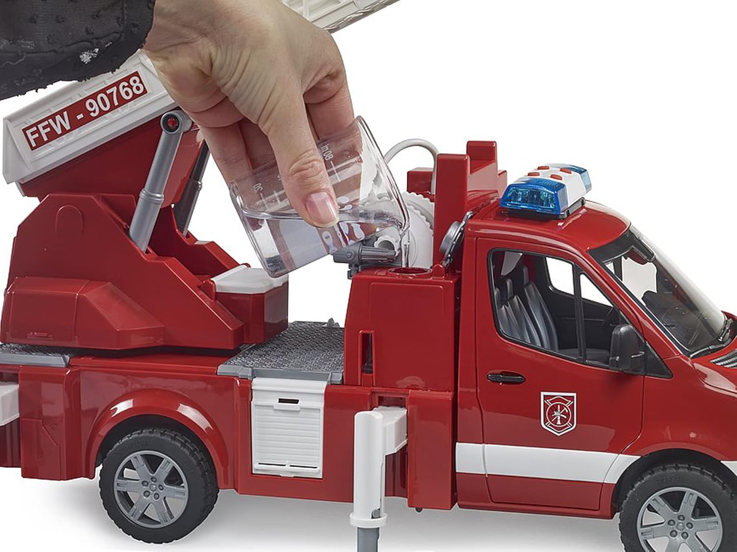 Bruder 02673 Mercedes-Benz Sprinter Fire Brigade with Rotary Ladder, Pump & Light & Sound Module – 1:16 Scale, Compatible Figures & Accessories, Ages 4+