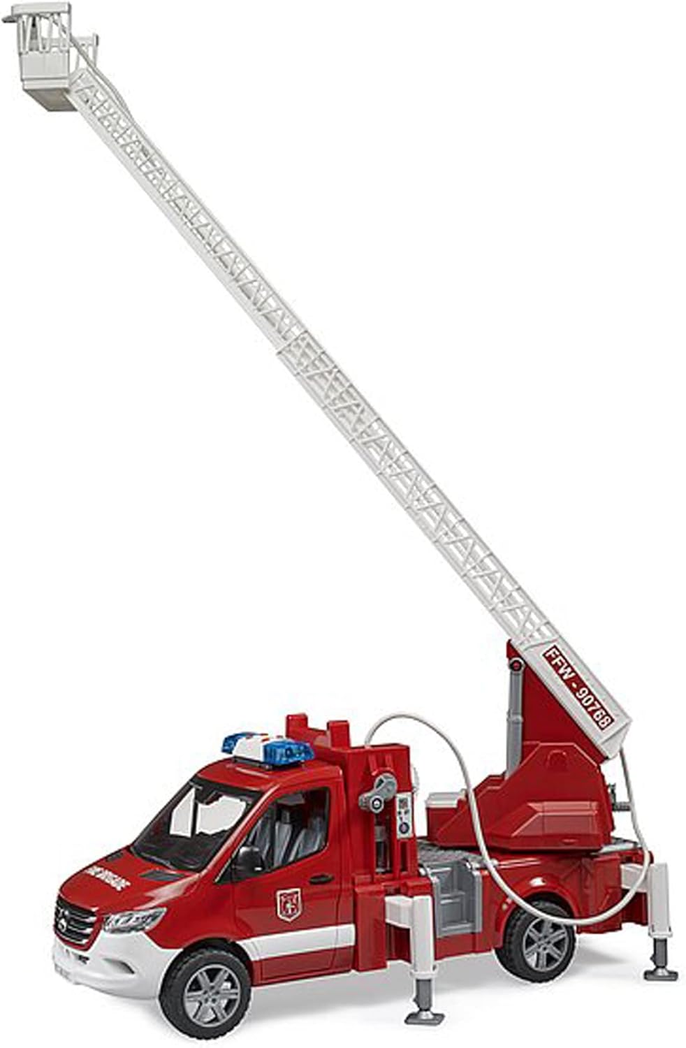Bruder 02673 Mercedes-Benz Sprinter Fire Brigade with Rotary Ladder, Pump & Light & Sound Module – 1:16 Scale, Compatible Figures & Accessories, Ages 4+