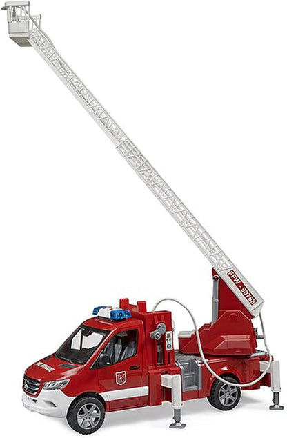 Bruder 02673 Mercedes-Benz Sprinter Fire Brigade with Rotary Ladder, Pump & Light & Sound Module – 1:16 Scale, Compatible Figures & Accessories, Ages 4+