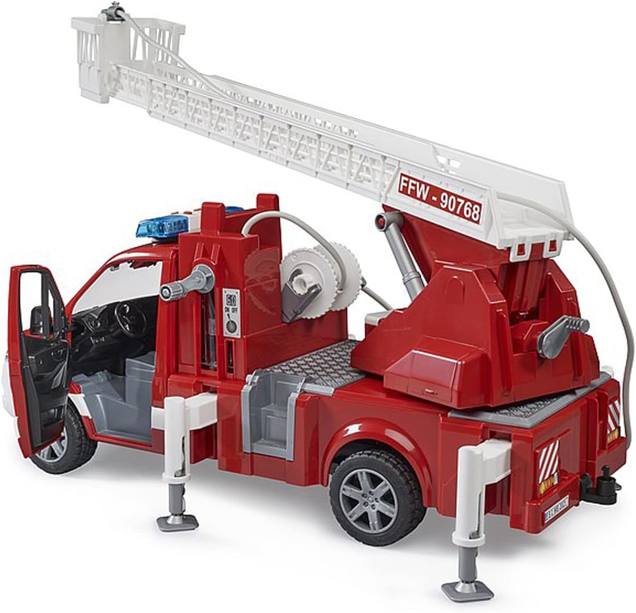 Bruder 02673 Mercedes-Benz Sprinter Fire Brigade with Rotary Ladder, Pump & Light & Sound Module – 1:16 Scale, Compatible Figures & Accessories, Ages 4+