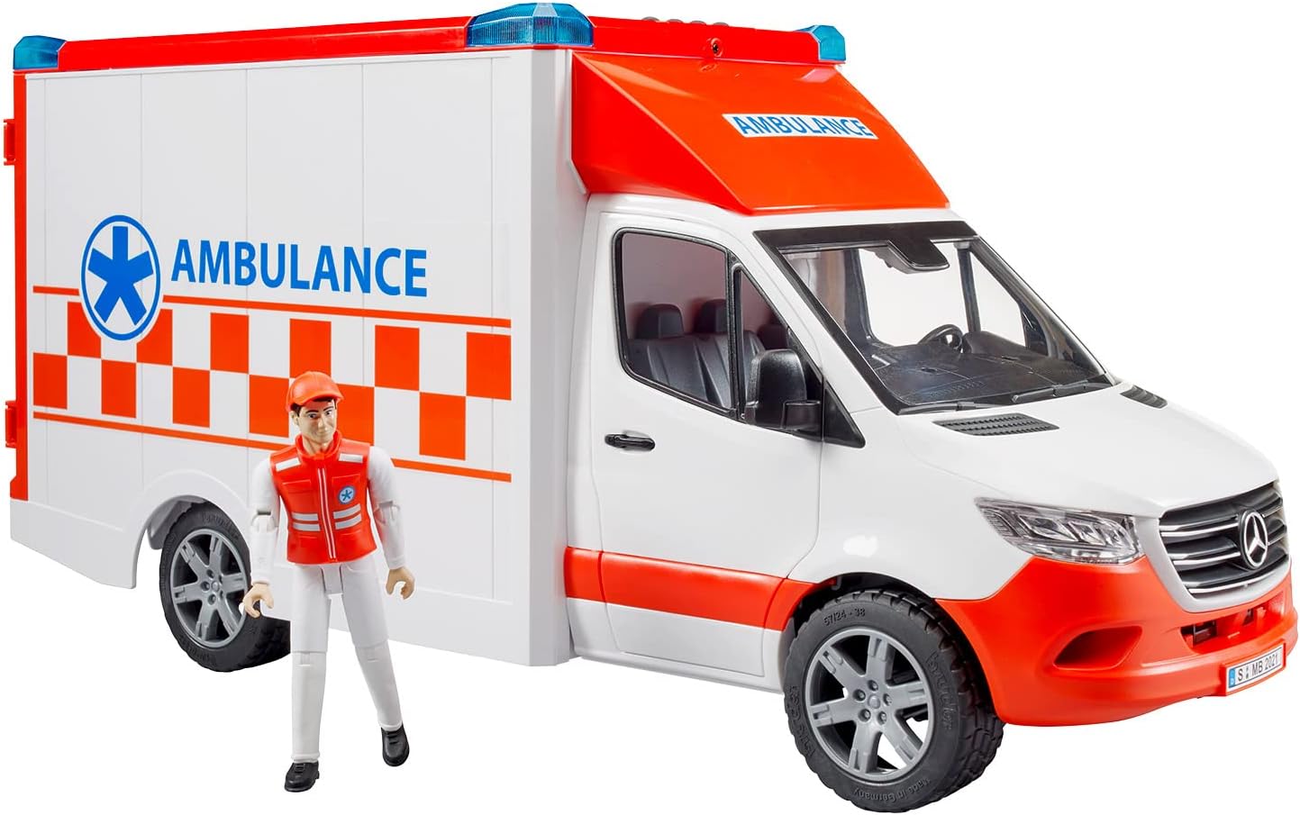 bruder 02676 - Ambulanza Mercedes Benz Sprinter modulo luci e suoni integrato, veicolo di emergenza, ambulanza
