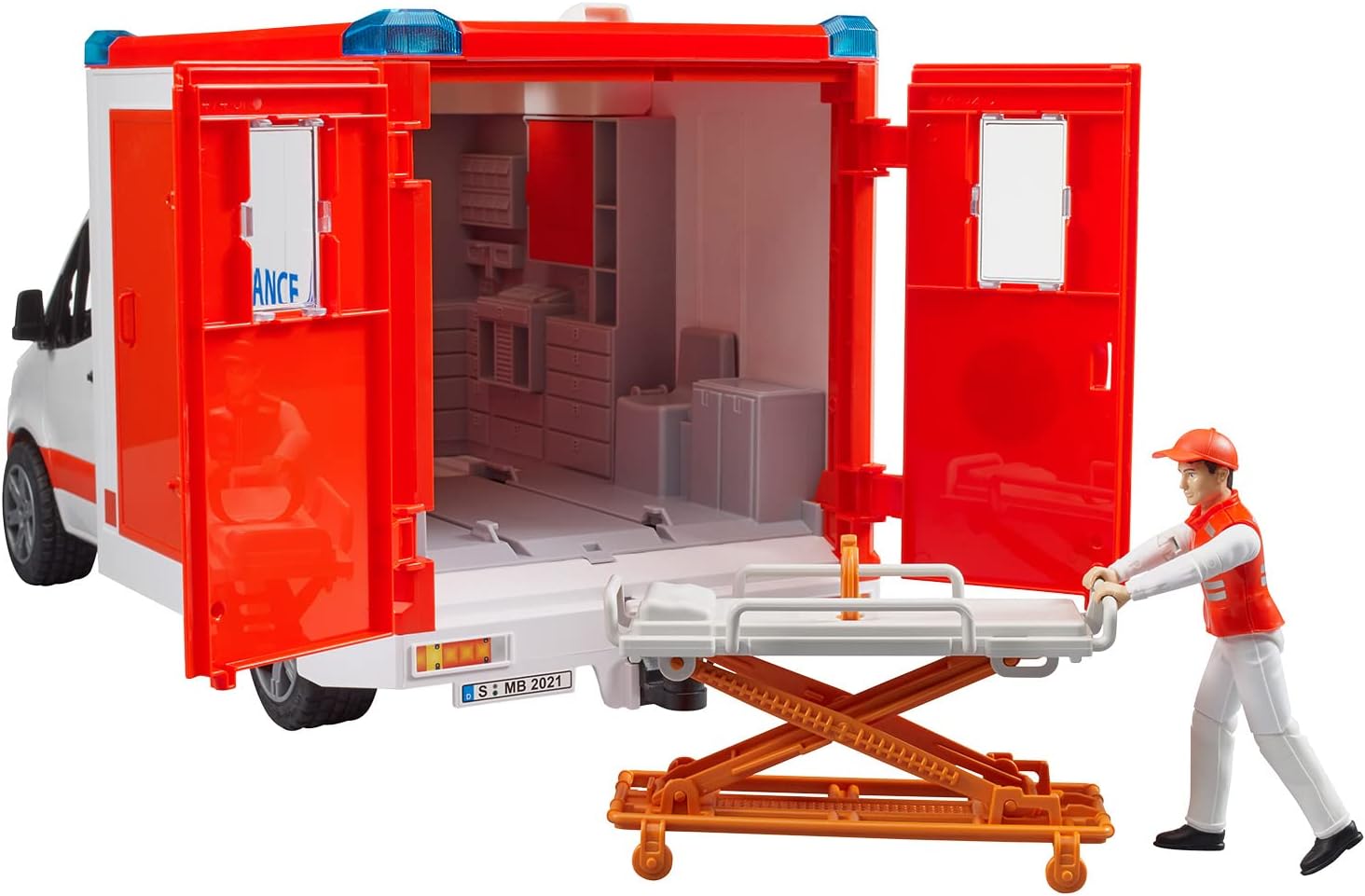 bruder 02676 - Ambulanza Mercedes Benz Sprinter modulo luci e suoni integrato, veicolo di emergenza, ambulanza
