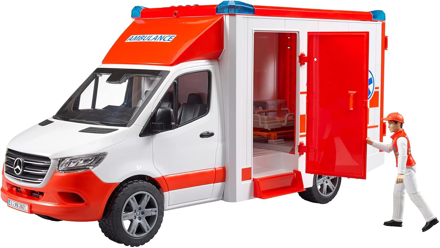 bruder 02676 - Ambulanza Mercedes Benz Sprinter modulo luci e suoni integrato, veicolo di emergenza, ambulanza