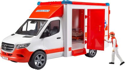 bruder 02676 - Ambulanza Mercedes Benz Sprinter modulo luci e suoni integrato, veicolo di emergenza, ambulanza