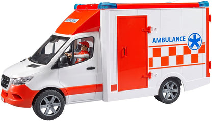 bruder 02676 - Ambulanza Mercedes Benz Sprinter modulo luci e suoni integrato, veicolo di emergenza, ambulanza