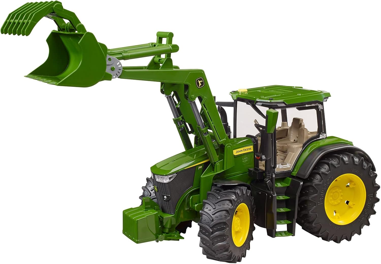 Bruder John Deere 7R 350 Tractor with Front Loader – 1:16 Scale Realistic Farm Tractor Toy with Movable Front Loader, Removable Bucket | Compatible bWorld Accessories | Ages 3+