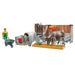 bruder Tiere 62611 – Bworld Cow and Calf Hutch with Farmer & Accessories – 1:16 Agriculture Farm Stable Bull Animals Toy, Multicoloured