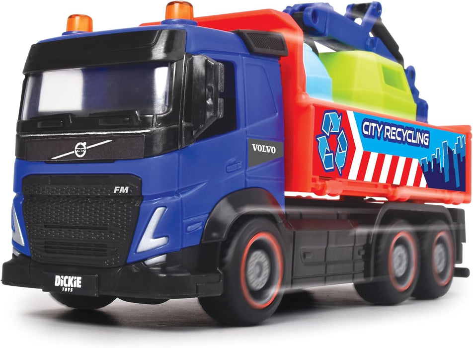 Dickie Toys 203744014 23 cm City Toy, Friction Mechanism, 3 Models Available: Concrete Mixer, Garbage, Recycling Truck, with Moving Parts, Suitable from 3 Years