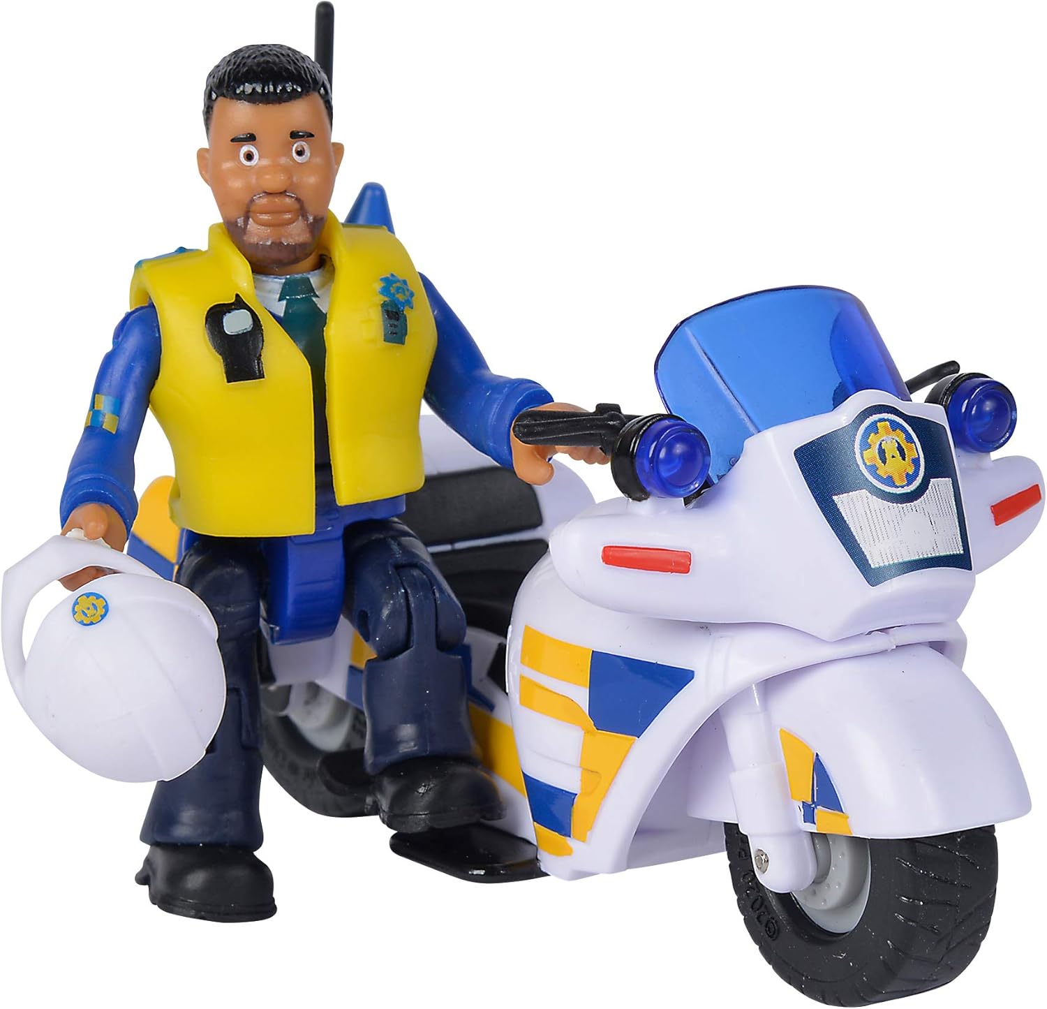 Simba 109251092002 Fireman Sam Police Motorcycle Plus Articulated Malcolm Action Figure le Pompier, Multicolored