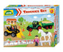 Lena 01632 Truckies 13 Pieces Contents: Tractor with Trailer 36 cm, Wheel Loader Approx. 21 cm, 3 Toy Figures, 1 Horse, 2 Barks & 5 Pylons, Commercial Vehicles & Figures for Children from 2 Years, Modern