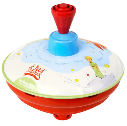 Lena 52448 Humming Spinning Top Diameter 13 cm The Little Prince, Metal Spinning Top, Classic Pump Spinning Top with Tip, Toy Spinning Top for Children from 18 Months