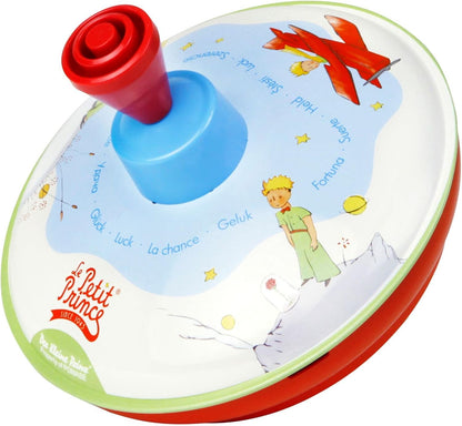 Lena 52448 Humming Spinning Top Diameter 13 cm The Little Prince, Metal Spinning Top, Classic Pump Spinning Top with Tip, Toy Spinning Top for Children from 18 Months