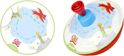 Lena 52448 Humming Spinning Top Diameter 13 cm The Little Prince, Metal Spinning Top, Classic Pump Spinning Top with Tip, Toy Spinning Top for Children from 18 Months