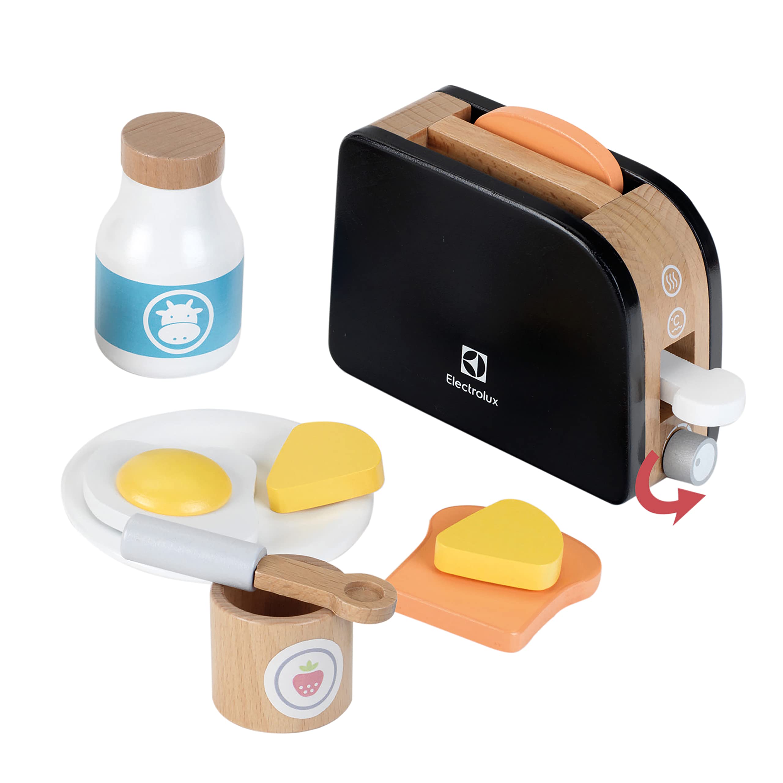 Theo Klein 7400 Electrolux Toaster , Wood I Incl Toast Slices , Butter , Fried Egg and much more I Accessories for Play Kitchens I Toy for Children from 3 Years