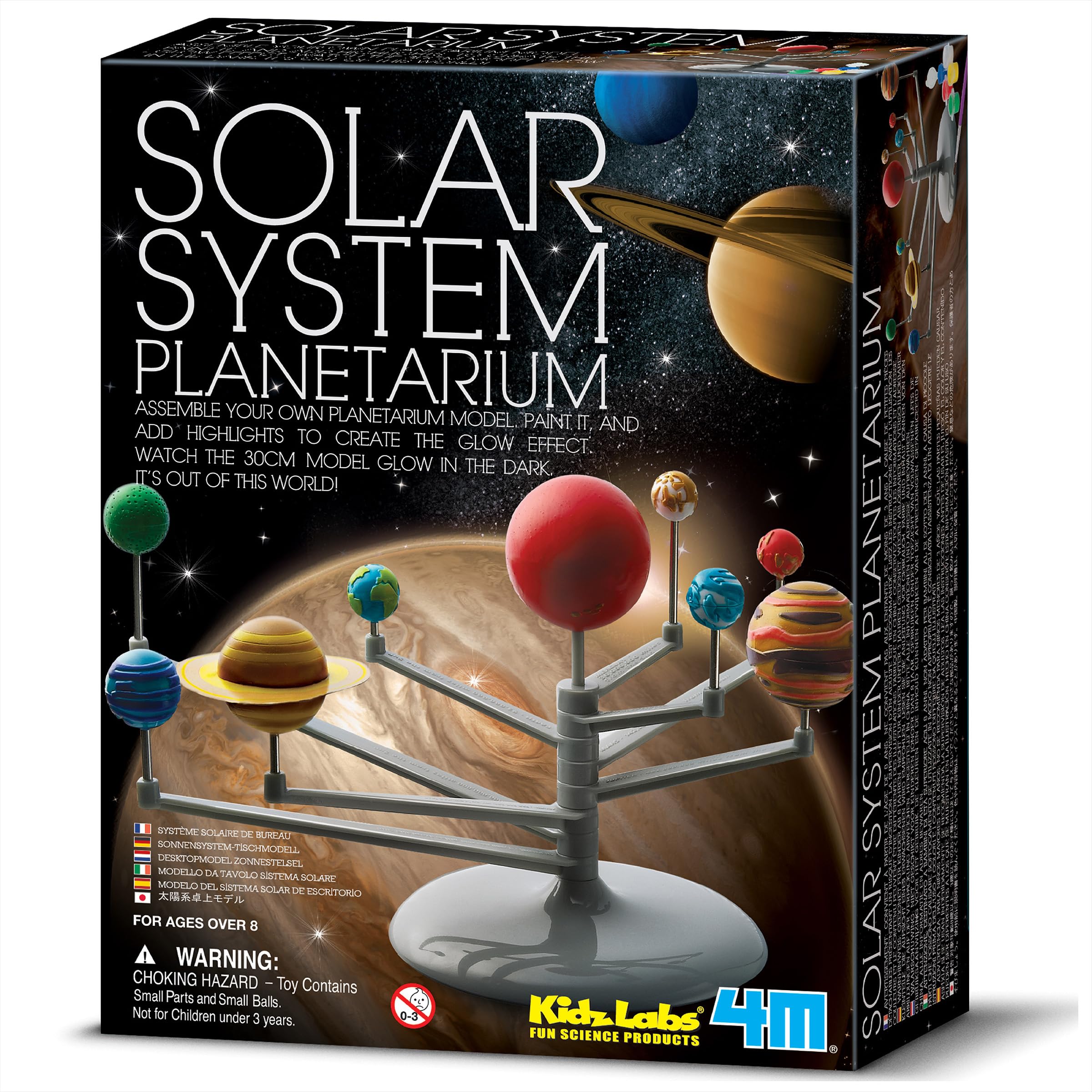 4M Kidz Labs Solar System Planetarium Model, Build you own 30cm Glow in the Dark Model, Arts and Crafts, Science Kit for Boys and Girls 8+