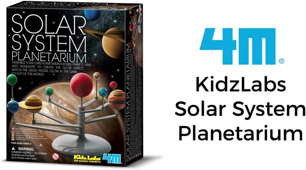 4M Kidz Labs Solar System Planetarium Model, Build you own 30cm Glow in the Dark Model, Arts and Crafts, Science Kit for Boys and Girls 8+