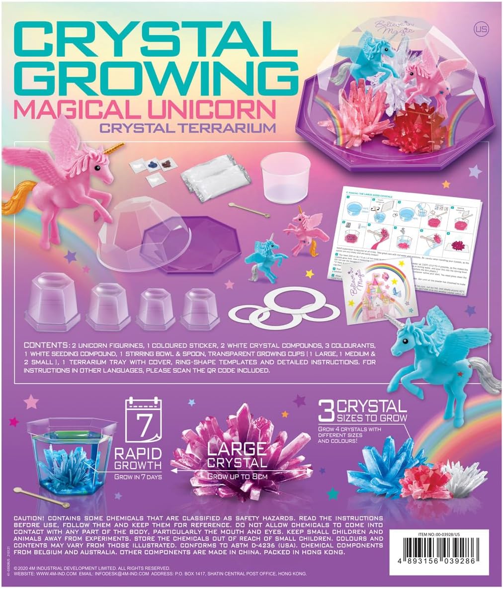 4M 403928 Crystal Growing Unicorn Land Terrarium, Mixed Colours