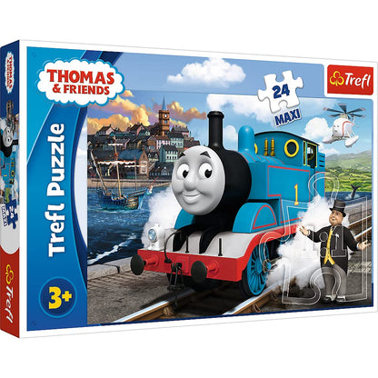 Trefl TR14317 EIN fröhlicher Tag für Friends Thomas die Lokomotive 24 maxi pieces, for children aged 3 and over Jigsaw Puzzle, Coloured