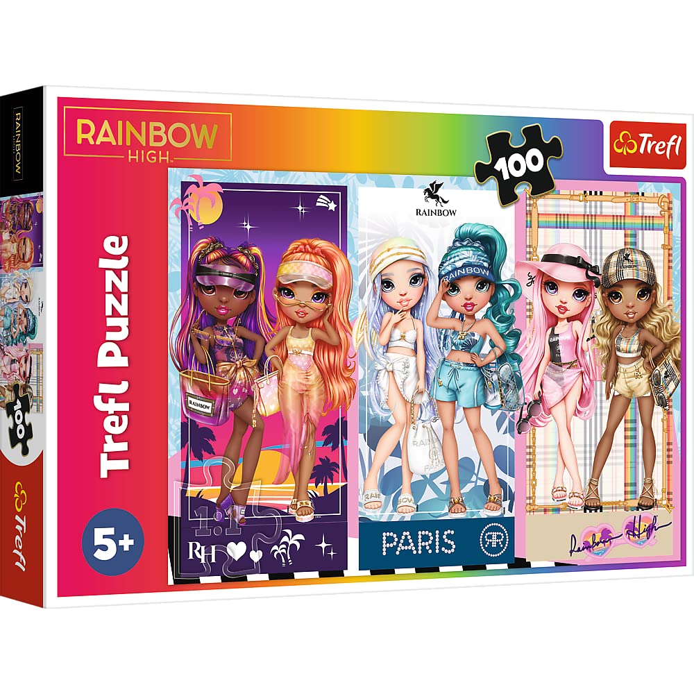 Trefl 100 Elements-Rompecabezas de Colores con Personajes de Cuentos de Hadas Rainbow High, Creativo, Diversión para niños a Partir de 5 años Puzzle, muñecas Arco Iris (16444