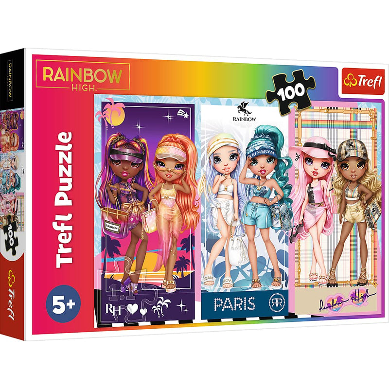 Trefl 100 Elements-Rompecabezas de Colores con Personajes de Cuentos de Hadas Rainbow High, Creativo, Diversión para niños a Partir de 5 años Puzzle, muñecas Arco Iris (16444