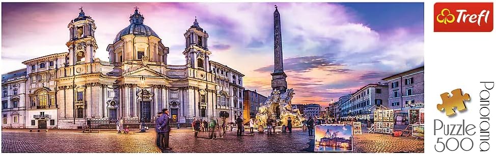 Trefl, Puzzle, Roma, Italien, Piazza Navona, 500 Teile, Panorama, Hauptstädte Europas, Stadtmotiv, Monumente, Anspruchsvoll, Jigsaw Klassische Puzzle für Erwachsene und Kinder ab 10 Jahren Puzzels