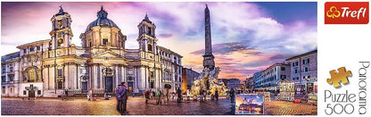 Trefl, Puzzle, Roma, Italien, Piazza Navona, 500 Teile, Panorama, Hauptstädte Europas, Stadtmotiv, Monumente, Anspruchsvoll, Jigsaw Klassische Puzzle für Erwachsene und Kinder ab 10 Jahren Puzzels