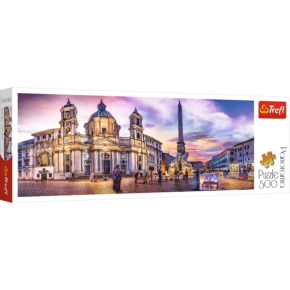 Trefl, Puzzle, Roma, Italien, Piazza Navona, 500 Teile, Panorama, Hauptstädte Europas, Stadtmotiv, Monumente, Anspruchsvoll, Jigsaw Klassische Puzzle für Erwachsene und Kinder ab 10 Jahren Puzzels