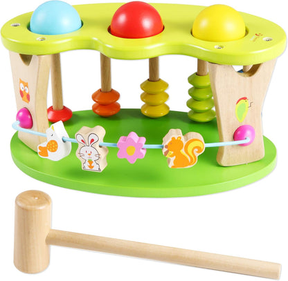 Classic World Multifunctional ball hammer for children, wooden multicolored for a boy for a girl 12m +