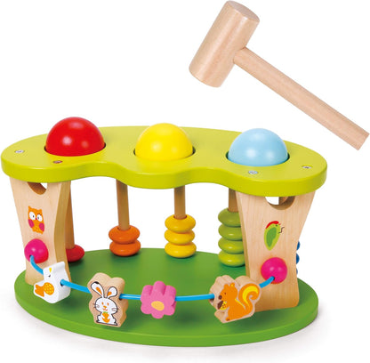 Classic World Multifunctional ball hammer for children, wooden multicolored for a boy for a girl 12m +