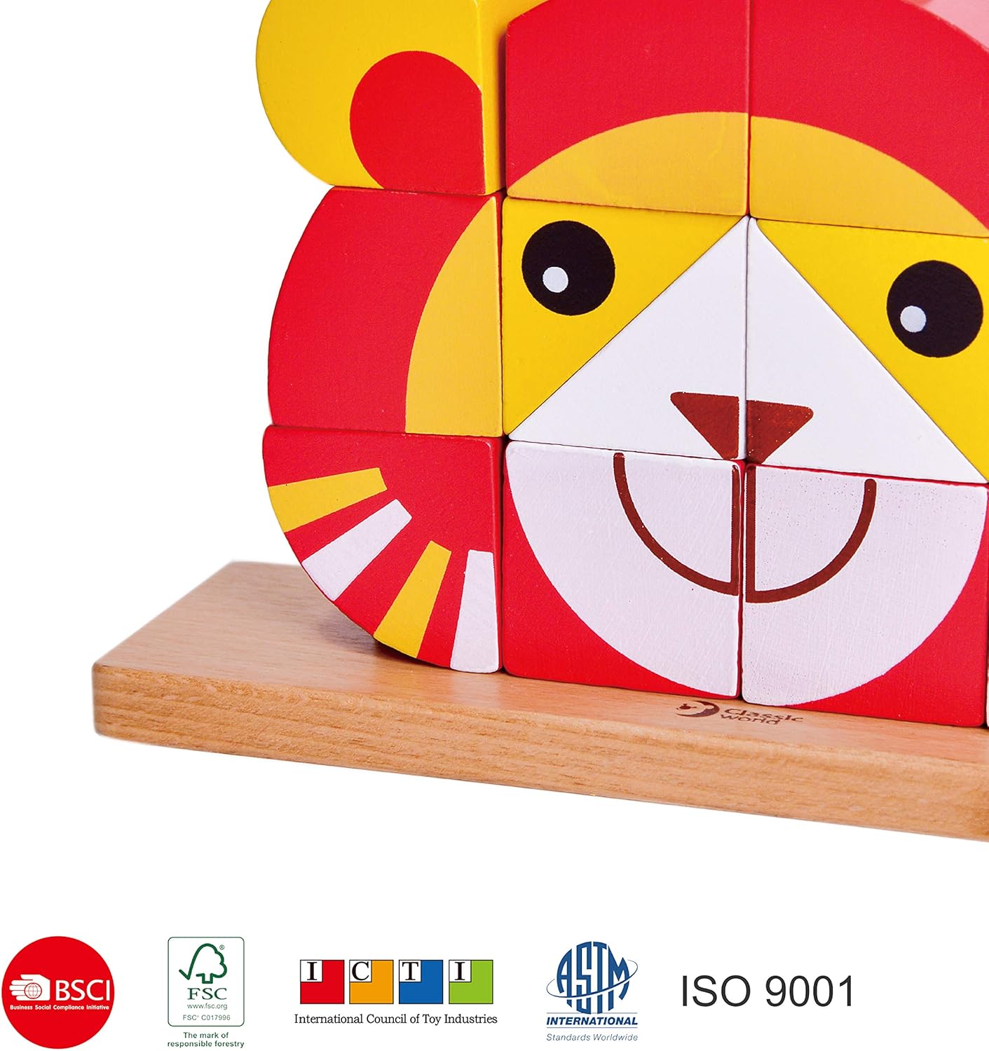 Wooden Stacking,Wood Stacker Blocks, Sorting Toy,Classic World Stacker for Baby Toddler Early Learning Education（Lion Uni Blocks，RED）