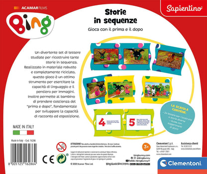 Clementoni 16286 Bing Spiel der Sequenzen – Play for Future – Made in Italy – Lernspiel für Kinder 3 Jahre +, Mehrfarbig, Medium